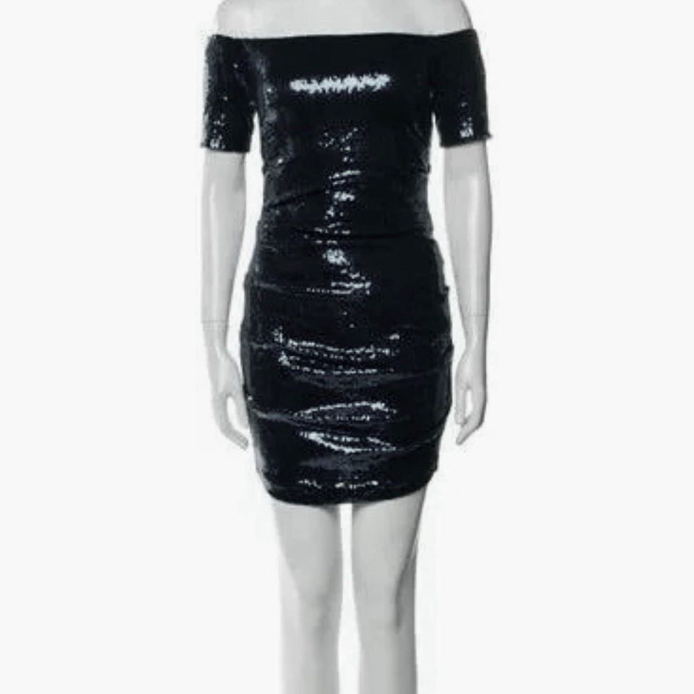Stunning Nicole Miller Black Sequin Stretch Dress